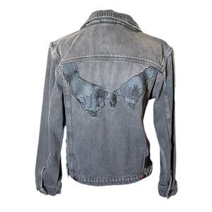 James Bay x Topman Embroidered Denim Jacket - Crossed Hands Back Patch RN125149